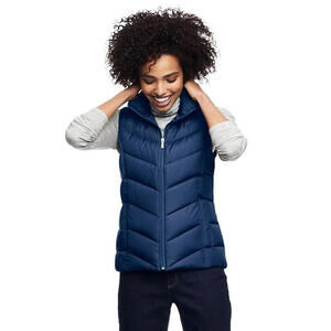 Lands' End Sleeveless Vest Women's L Blue Down Puffer Insulated Outdoor Gorpcore
